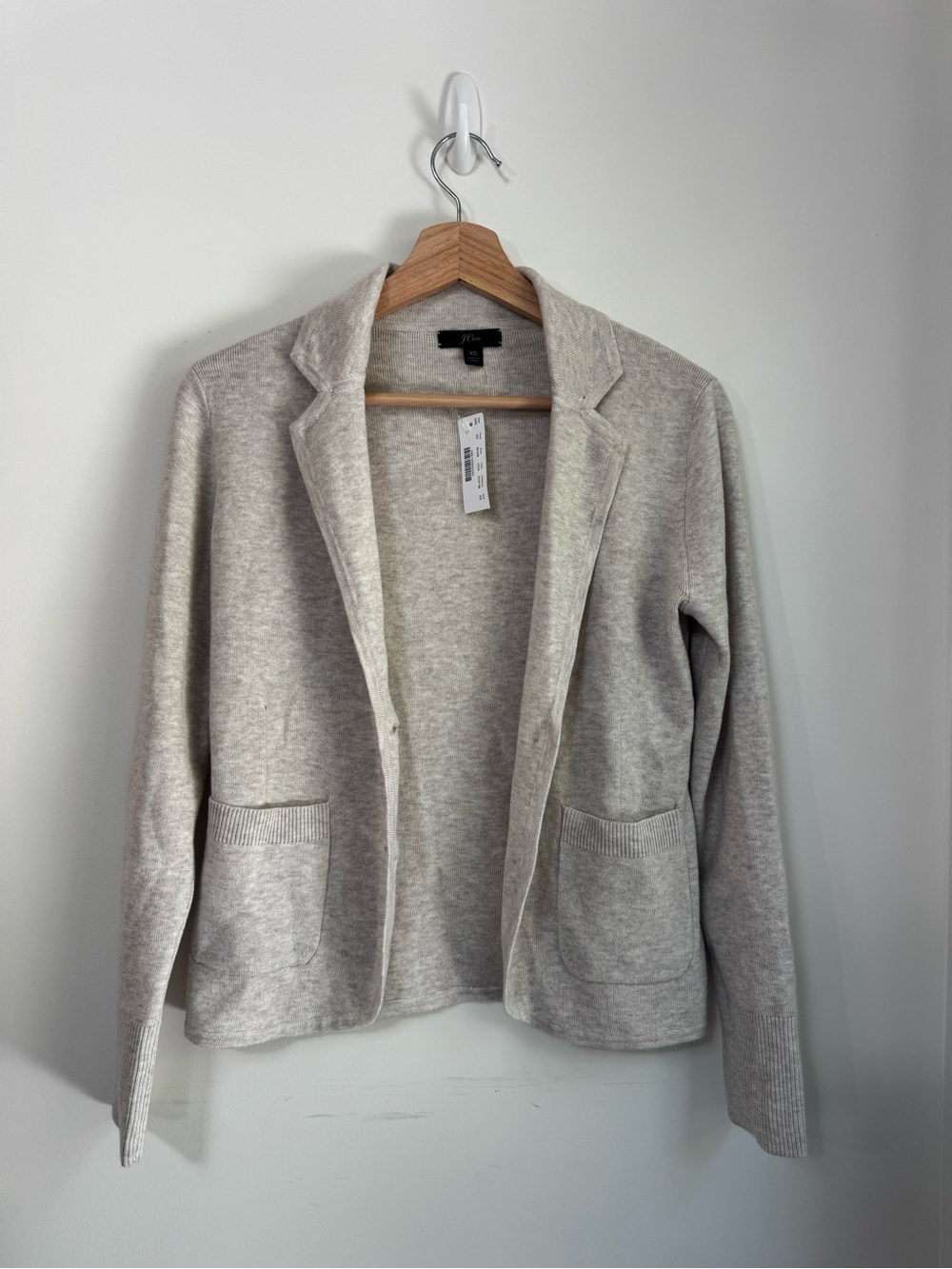NWT J.Crew Open Front Sweater Blazer Cardigan | Heather Oatmeal | Size XXS - Picture 2 of 5